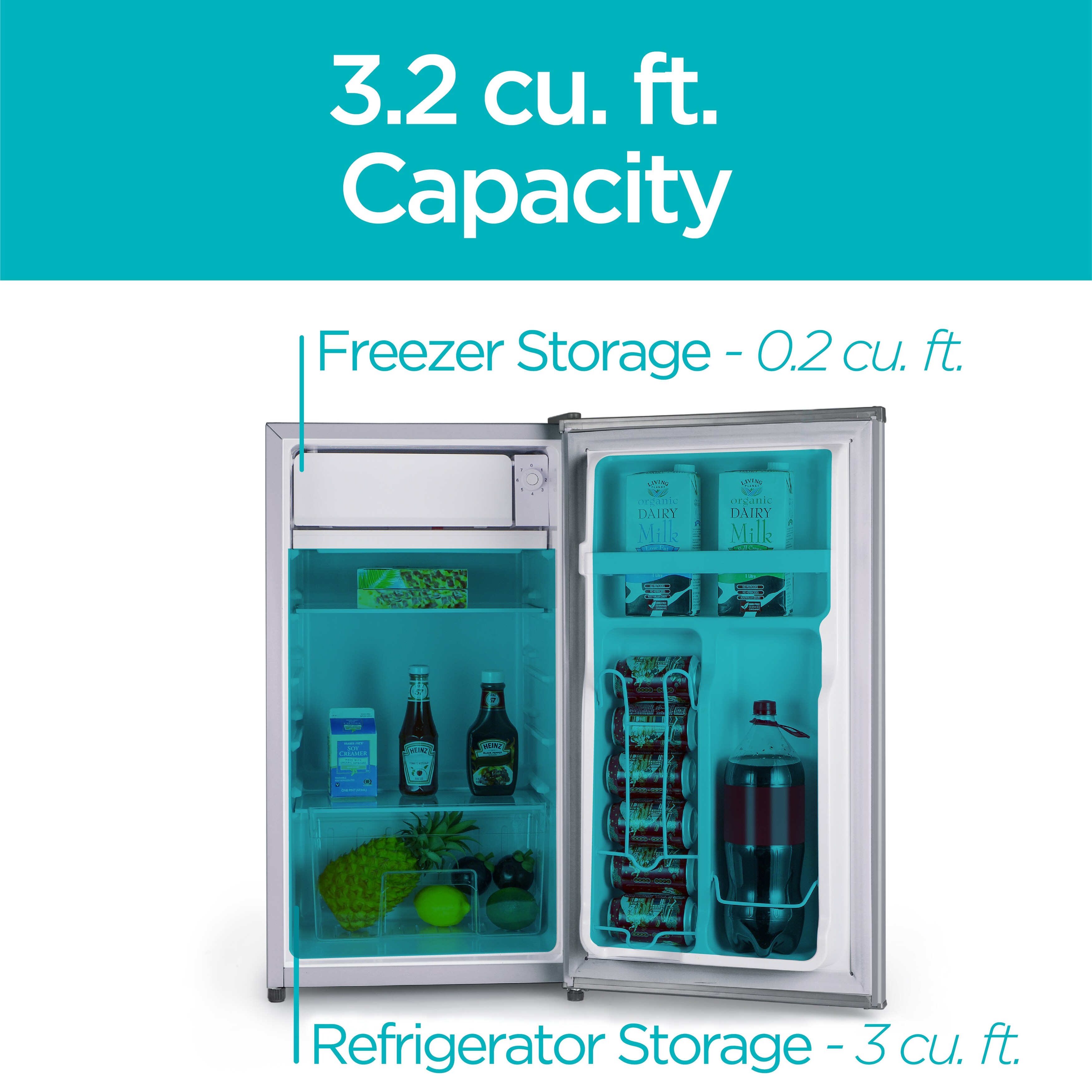 BLACK+DECKER Compact Refrigerator Energy Star Single Door 3.2 Cubic Ft Mini  Fridge