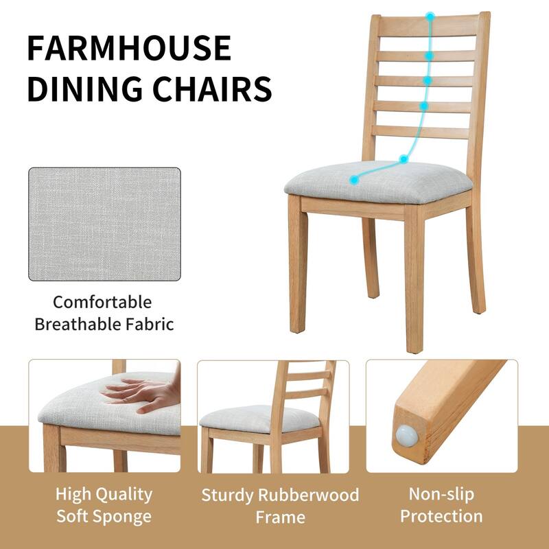 5/7-Piece Set, 60-78" Extendable Dining Table with Upholstered Chairs