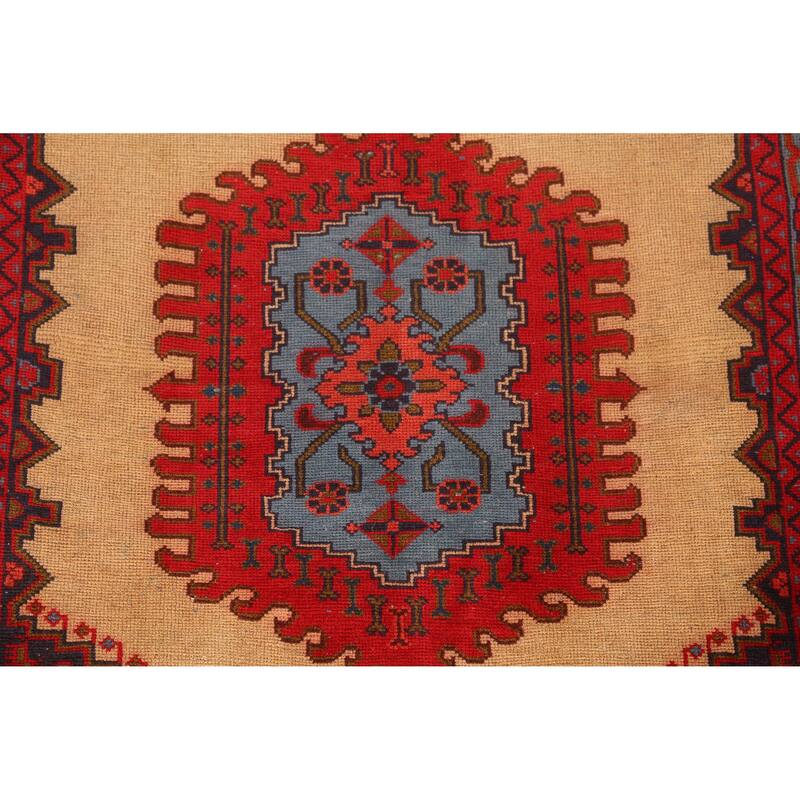 Hand Knotted Oriental 100% Wool Carpet Traditional Geometric Beige & Ivories Sarab Runner Rug - 9' 9'' X 3' 4''