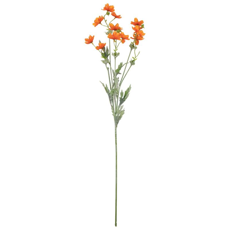 Baby Cosmos Artificial Silk Floral Spray - 27.5" - Orange
