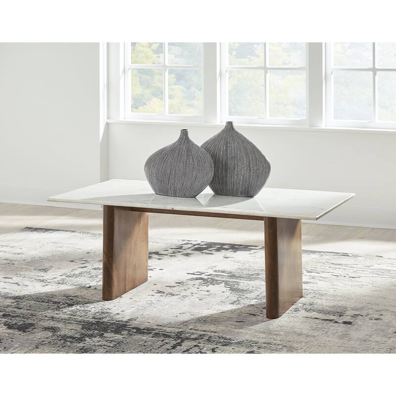 Signature Design by Ashley Isanti Light Brown/White Coffee Table - 48"W x 26"D x 17"H