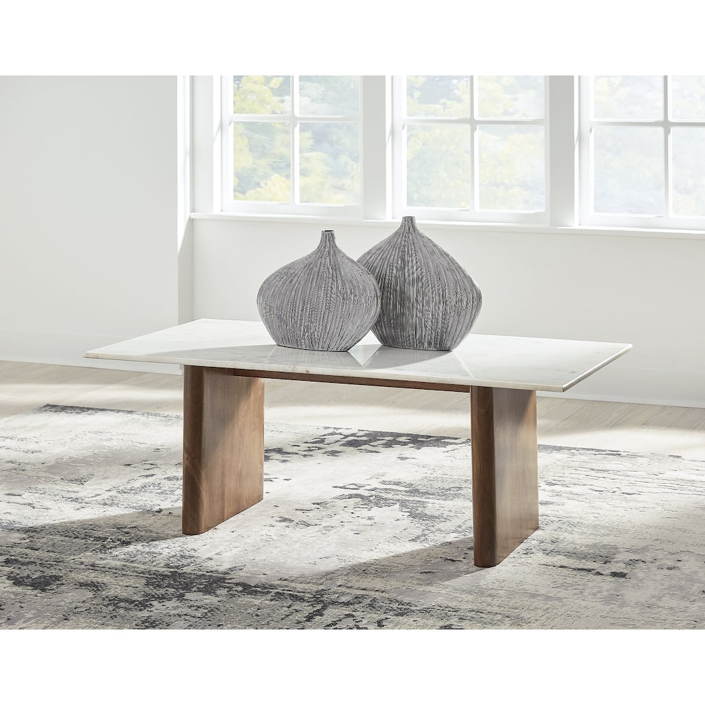 Signature Design by Ashley Isanti Light Brown/White Coffee Table - 48"W x 26"D x 17"H