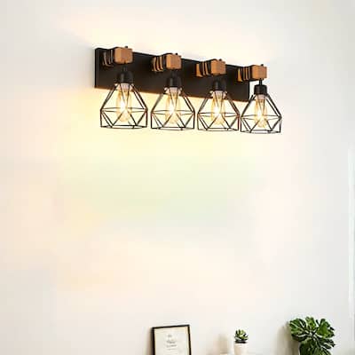 24" Modern Geometric 4-Light Vanity Light Fixture