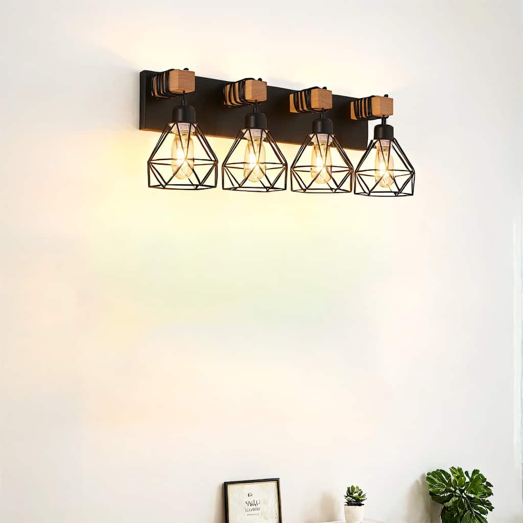 24" Modern Geometric 4-Light Vanity Light Fixture
