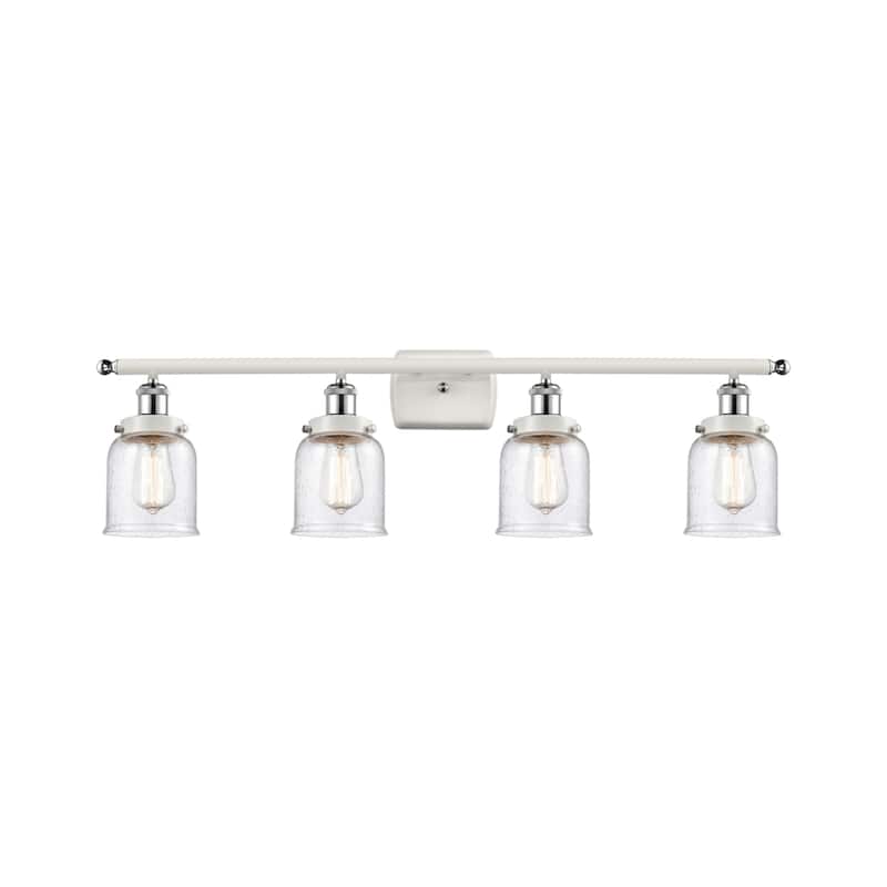 Innovations Lighting 916-4W-12-36 Bell Vanity Bell 4 Light 36" Wide - White and Polished Chrome / Seedy