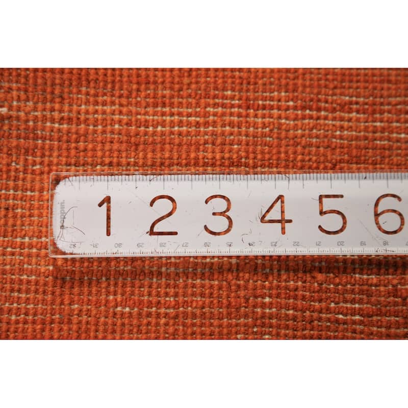 Orange Gabbeh Modern Rug Handmade Solid Wool Carpet - 3'10" x 5'9"