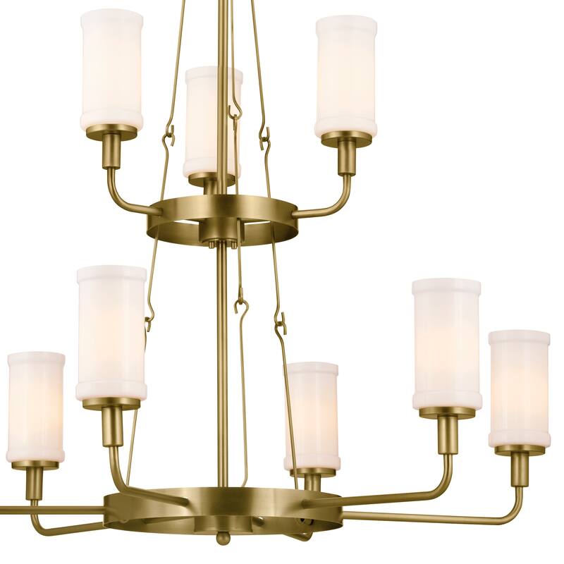 Kichler Lighting Vetivene 39 inch 9-Light Chandelier Natural Brass with Opal Glass