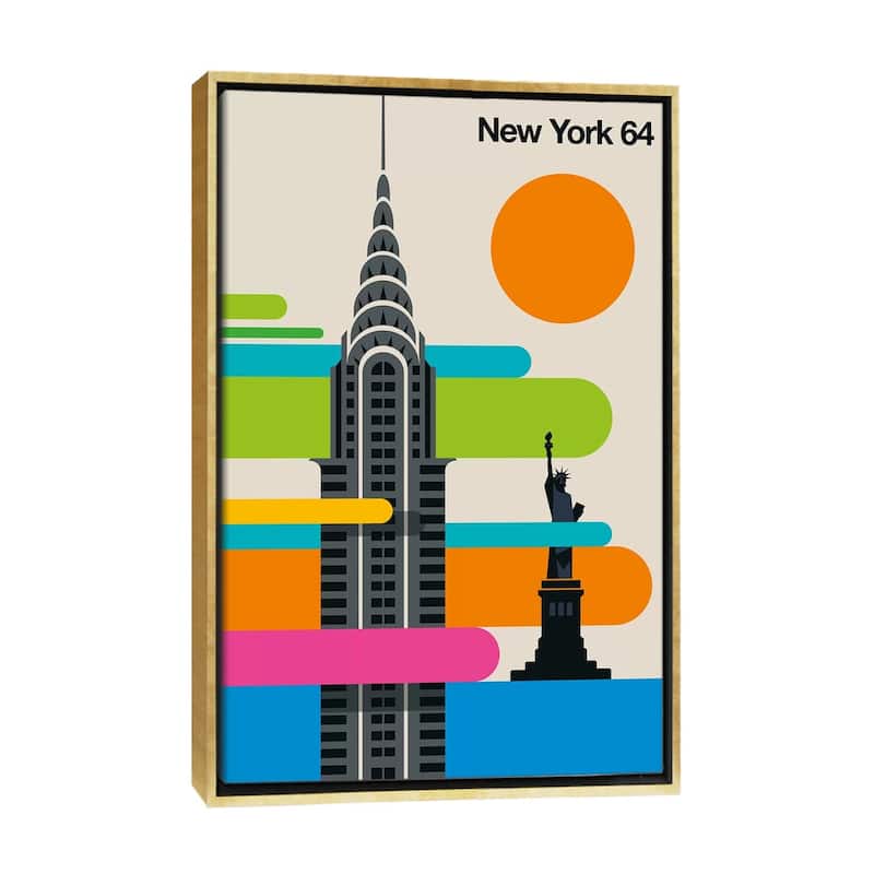 iCanvas "New York 64" by Bo Lundberg Framed Canvas Print - Gold - 26x18