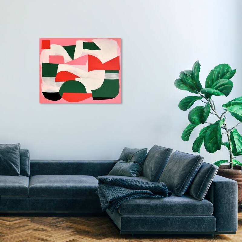 Wynwood Studio Canvas Abstract Abstract Rose Garden Pink and Modern & Contemporary Wall Art Canvas Print - 36 x 30