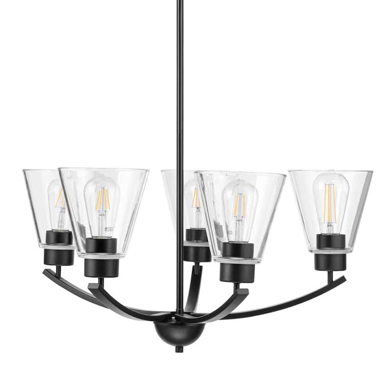Prominence Home Fairendale Matte Black 5-Light Chandelier with Clear Glass - 26.25
