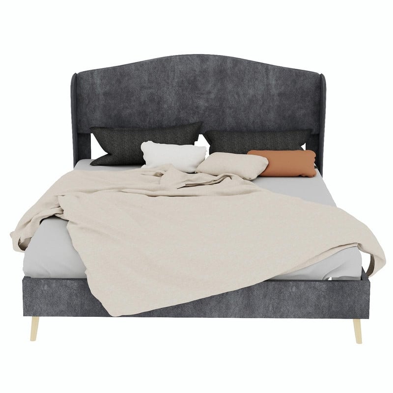 Upholstered Platform Bed with Tufted Headboard, Sturdy Noise-Free Design, Modern Bedroom Bed Frame