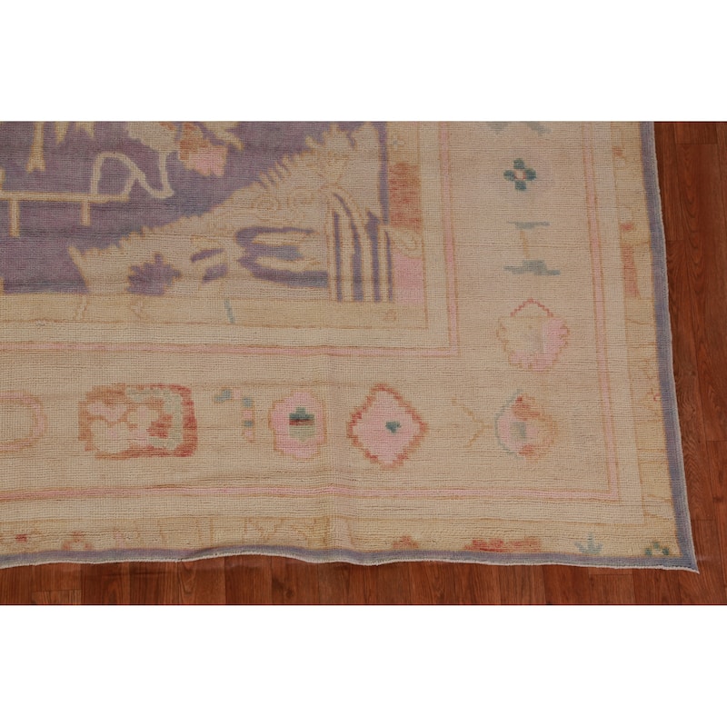 Hand Knotted Oriental 100% Wool Carpet Transitional All-Over Purples Oushak Area Rug - 12' 10'' X 10' 2''
