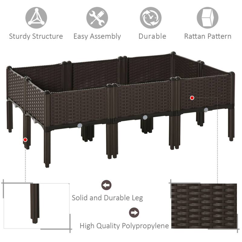 Set of 6 Elevated Garden Beds Polypropylene Raised Planter Boxes for Vegetables Herbs and Flowers