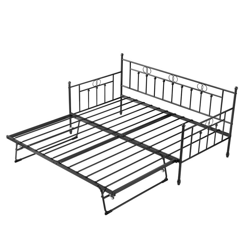 Twin Steel Metal Daybed With Pop-Up Trundle