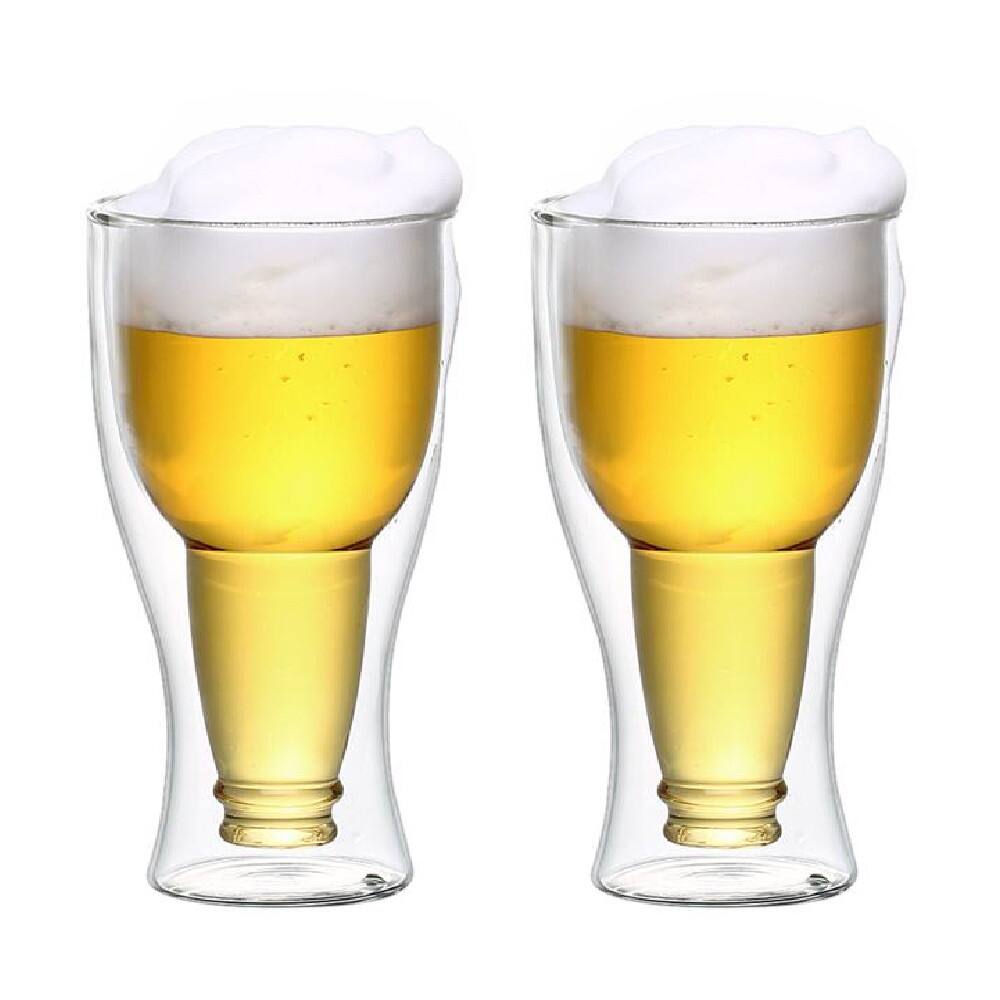 STP Goods 12.5 Oz Double Wall Insulated Beer Glasses Set of 2