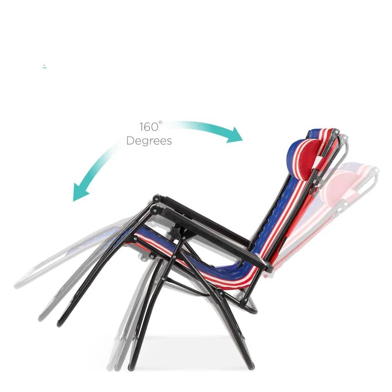 Multicolor Steel Zero Gravity Lounge Chair with Canopy and Accessory Tray - 34 L x 27 W x 49 H (inches)