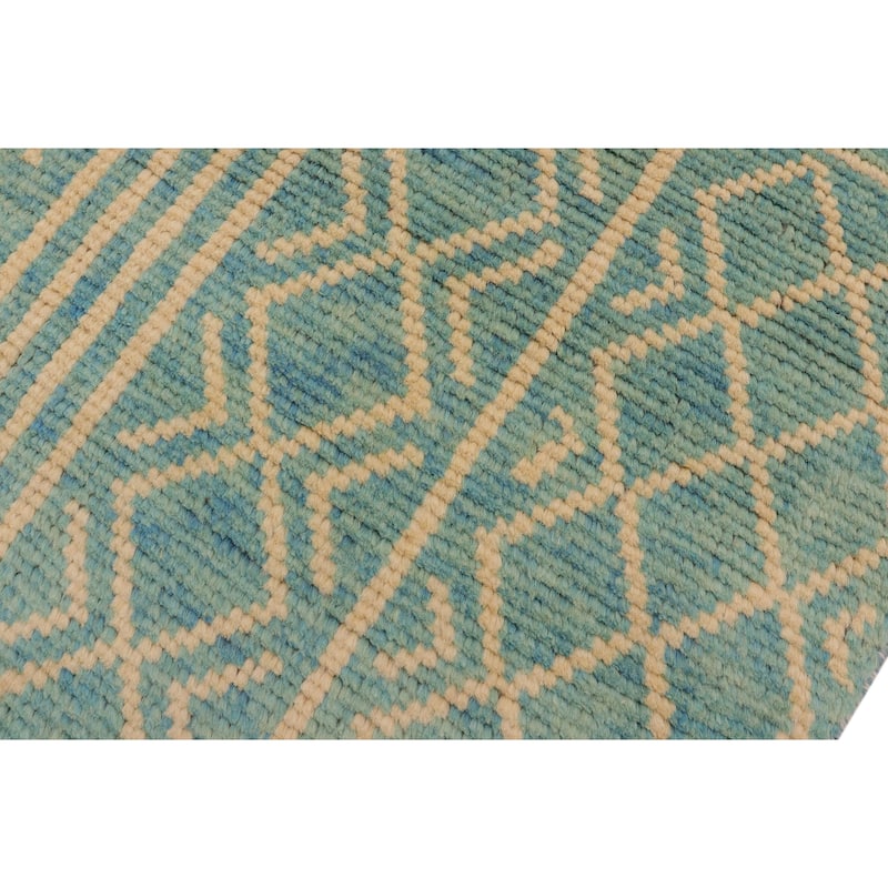 Boho Chic Balochi Ferguson Blue/Beige Hand Knotted Wool Rug - 3'2'' x 5'1''