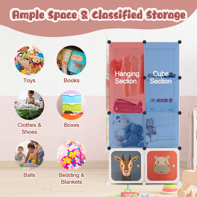 Costway 8-Cube Kids Wardrobe Baby Dresser Bedroom Armoire Clothes