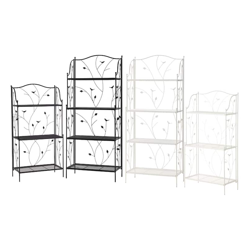 Glitzhome Multifunctional 3 or 4-Tiers Metal Plant Shelving Planter Stands Flower Pot Shelf One-step Fordable Design