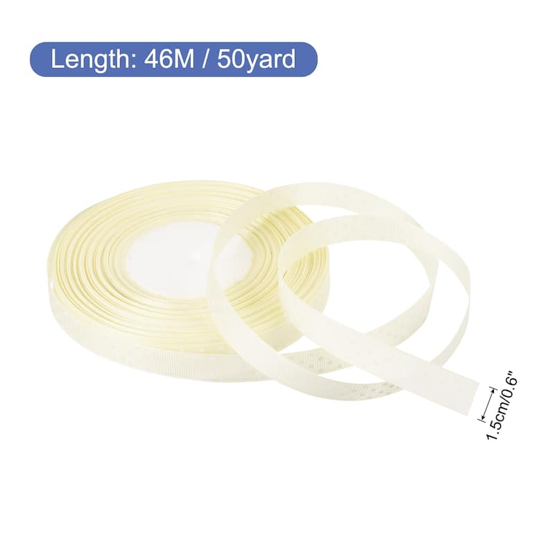 Grosgrain Ribbons with Dots Ribbon Bow Decoration - Light Yellow - 50 Yards 5/8 Inch