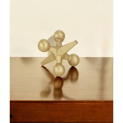 HomeRoots Petite Gold Jack Shaped Decorative Sculpture - 5' X '4.25' X '5