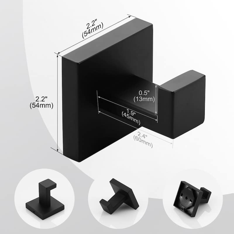 WOWOW J-Hook Wall Mount Robe/Towel Hook 2PCS