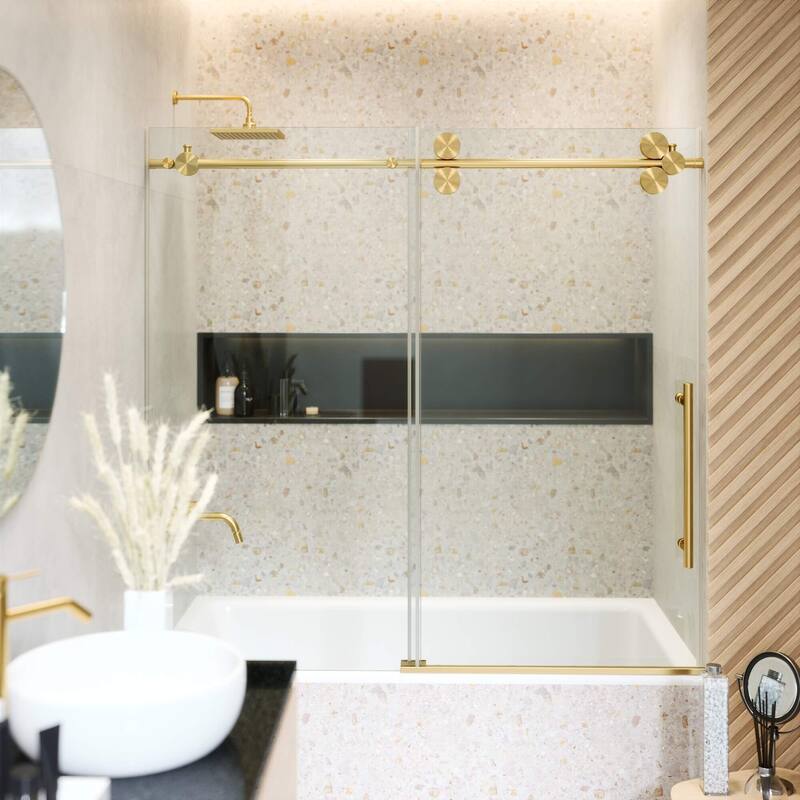 Fine Fixtures Tub Door Sliding Frameless Tempered Glass