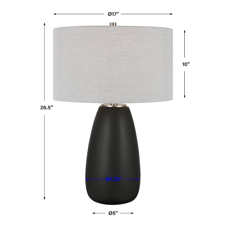 Uttermost Twilight Satin Black Table Lamp - 27"H,   Shade 10"H x 17"Dia.