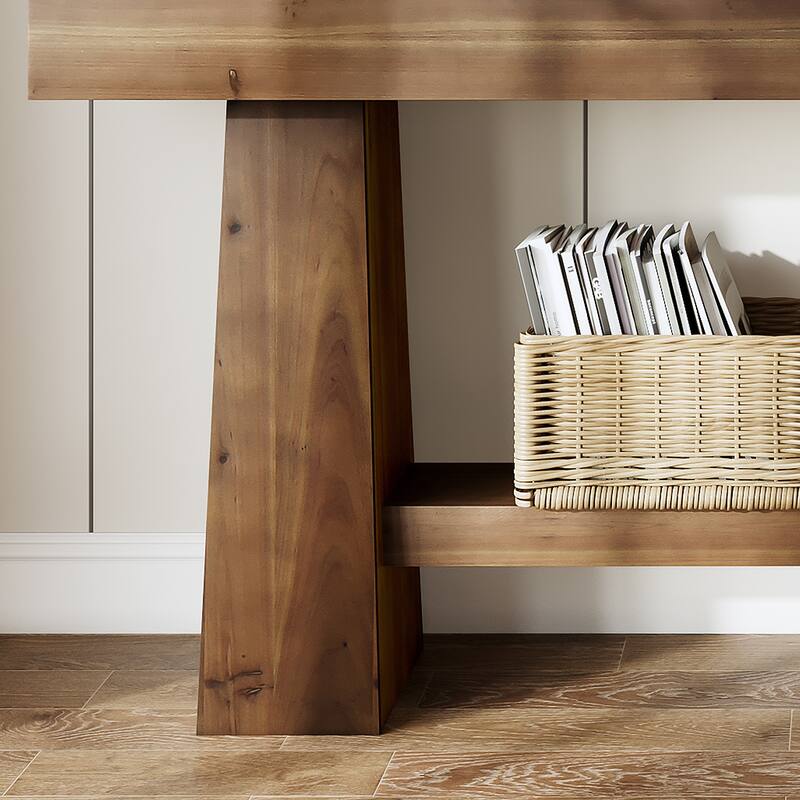 63 Inch Farmhouse Solid Wood Console Table for Entryway