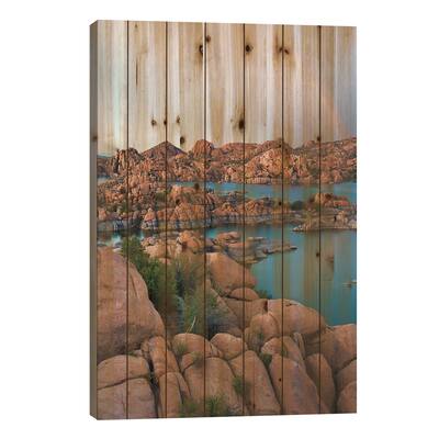 Rainbow Over Granite Dells At Watson Lake, Arizona Print On Wood by Tim Fitzharris - Multi-Color