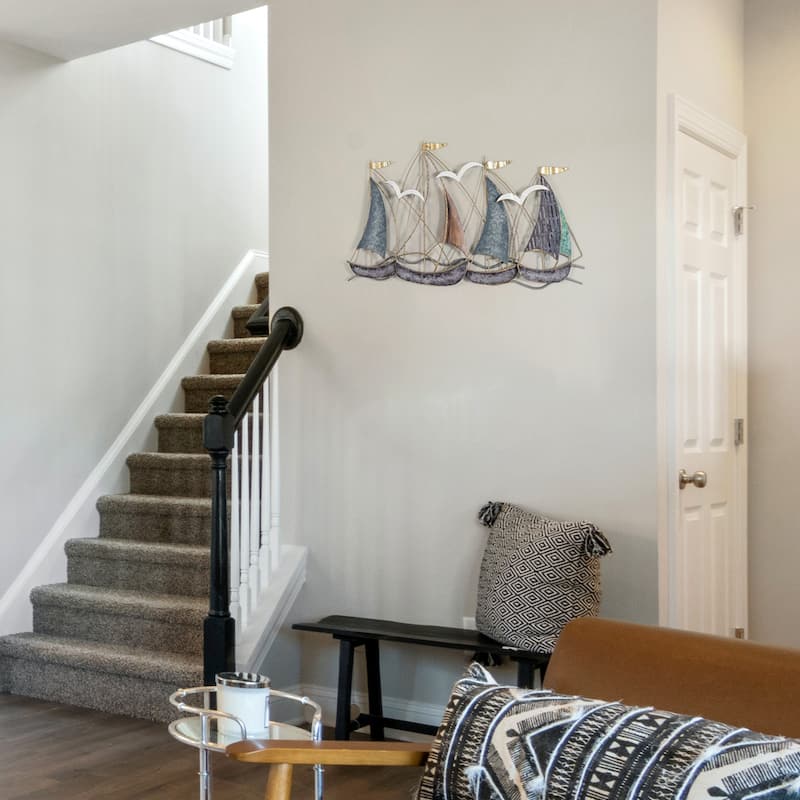 Adeco 3D Metal Ship Wall Decoration Sailboat Wall Sculpture