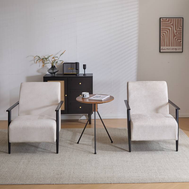 Polyester Lounge Chairs with Metal Frames (Set of 2)