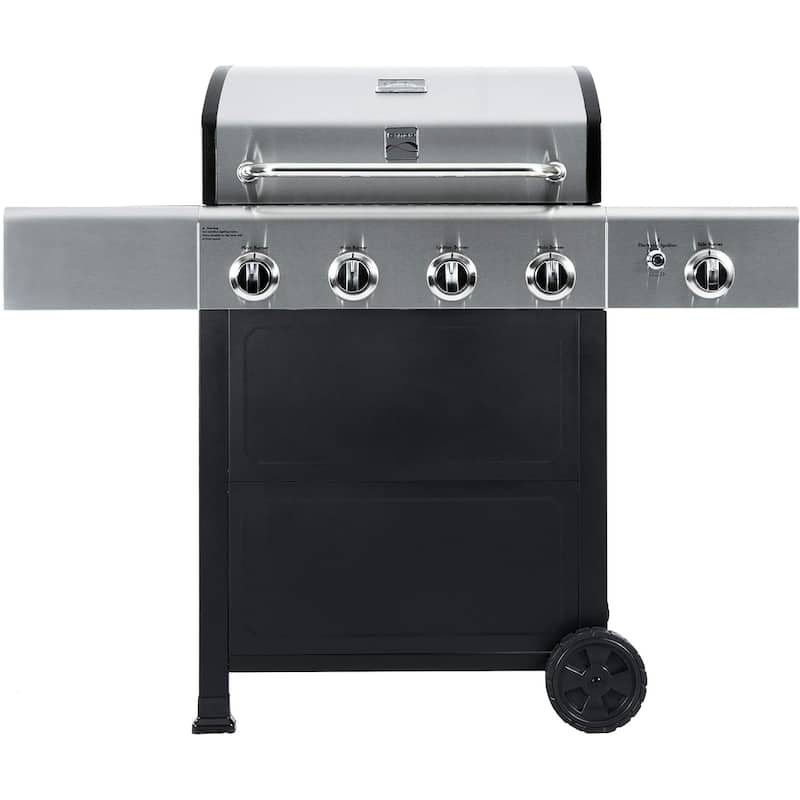 Kenmore 4-Burner Propane Gas Grill, Open Cart Style in Stainless Steel/Black