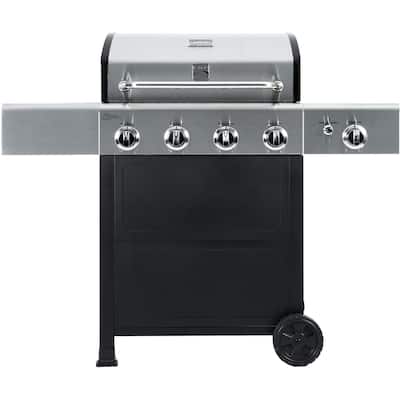 Kenmore 4-Burner Propane Gas Grill, Open Cart Style in Stainless Steel/Black
