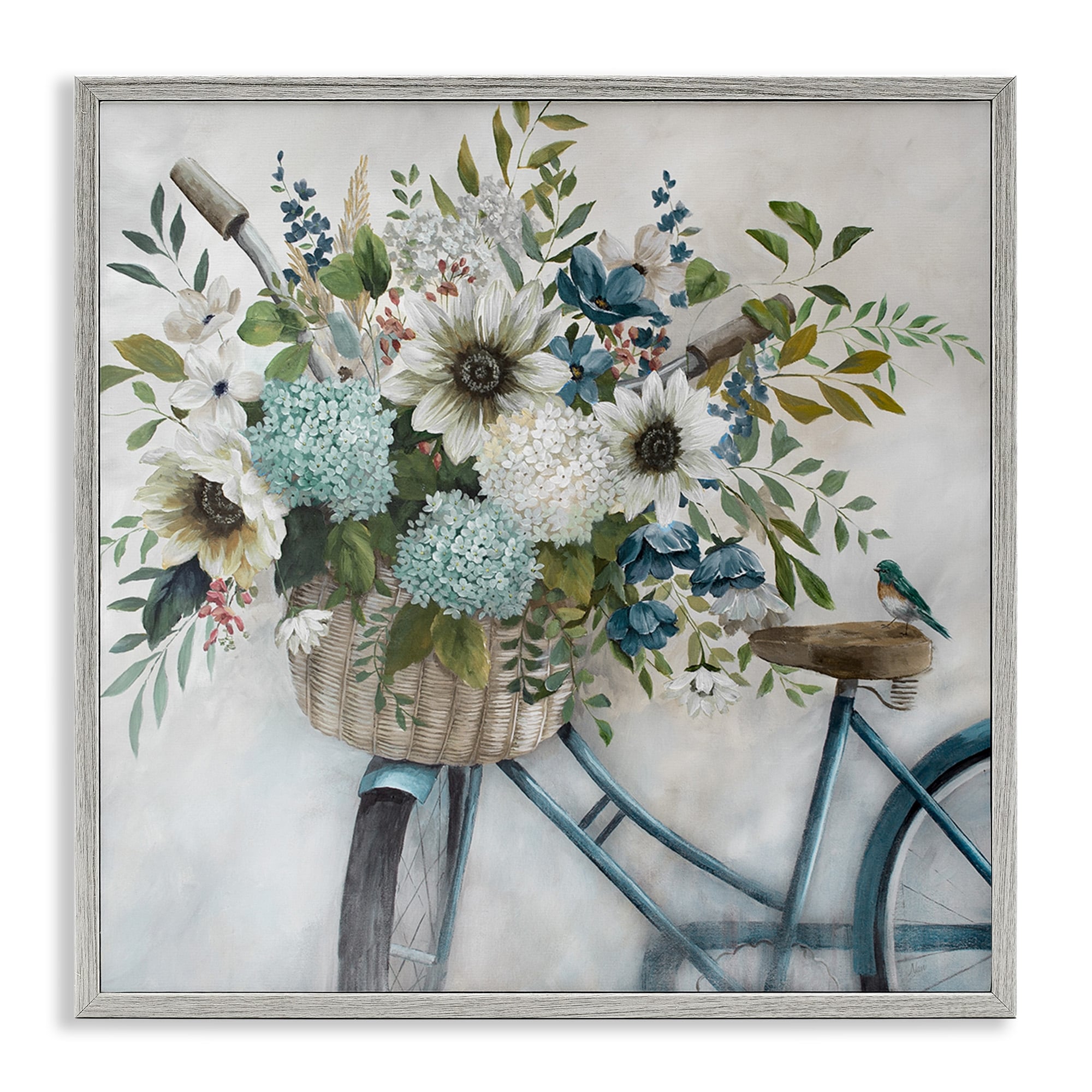 Stupell Floral Bike Basket Framed Giclee Art Design by Nan