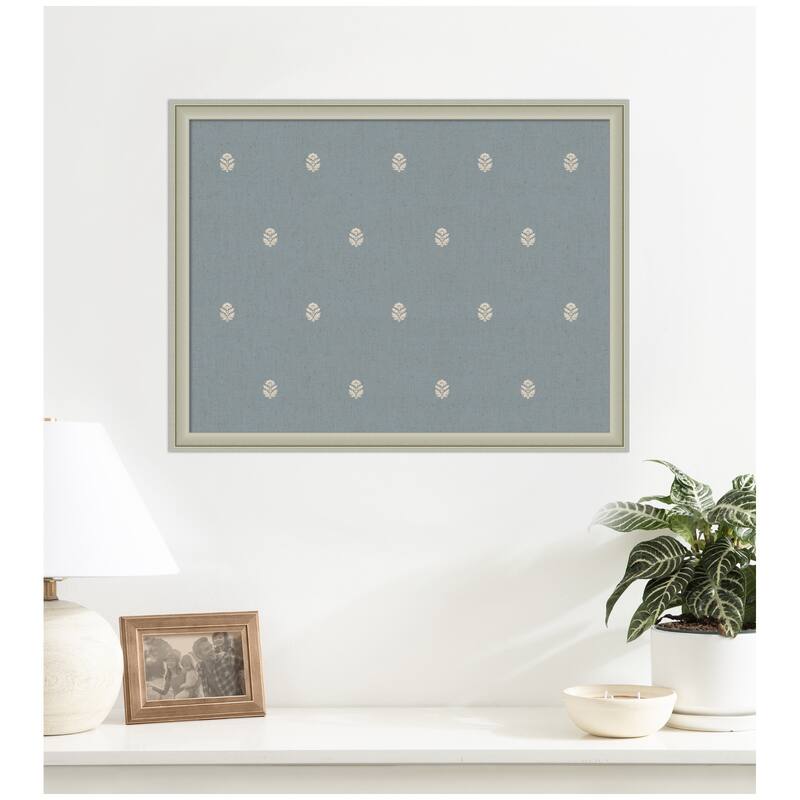 Kate and Laurel Pinboard Blue Botanical Block Print