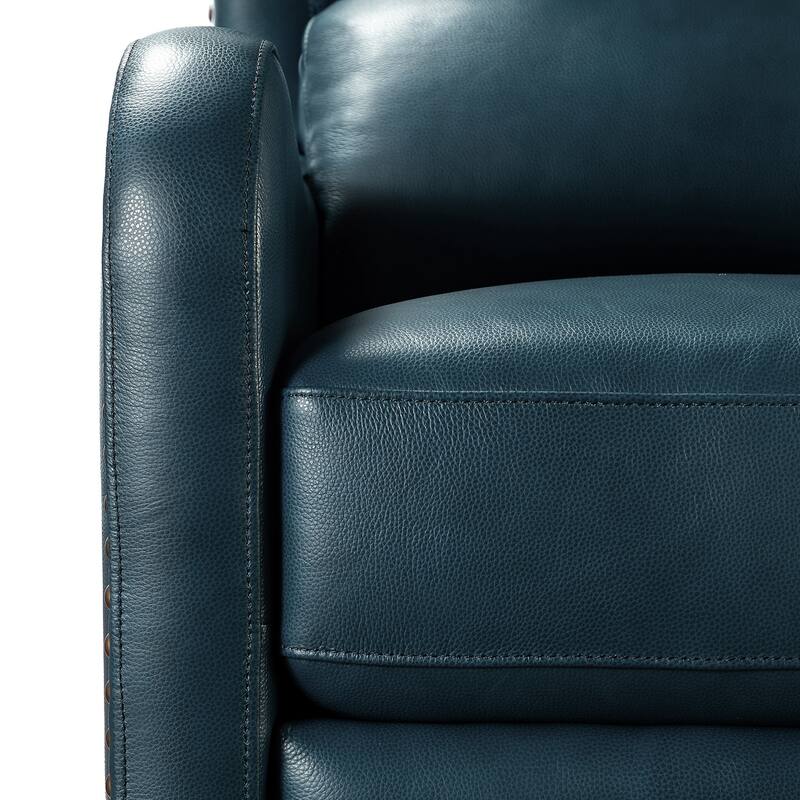 Brigida Cigar Genuine Leather Pushback Recliner with Nailhead Trim by HULALA HOME