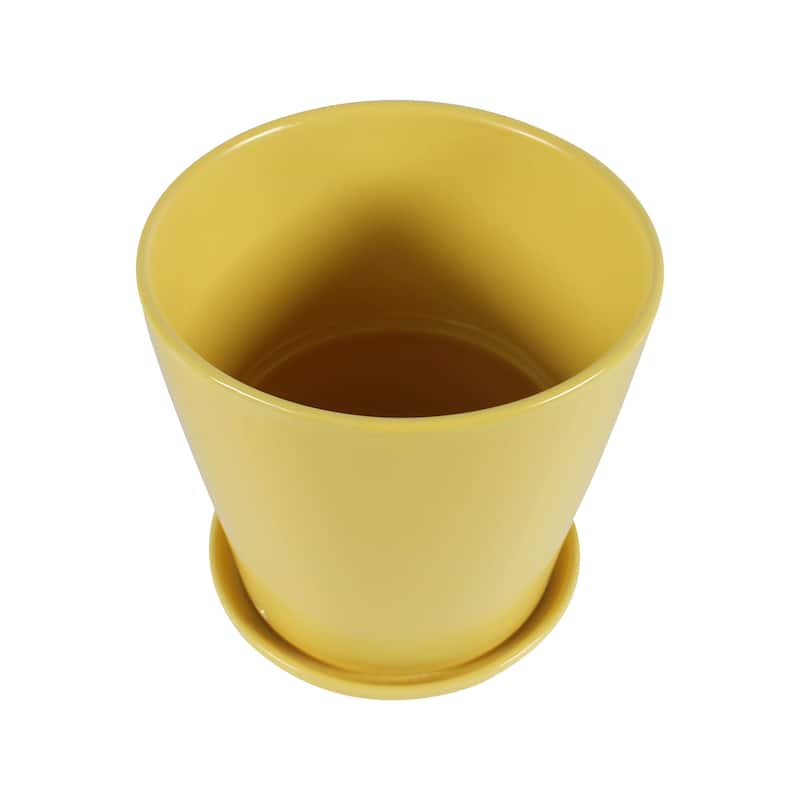 Pansy Ceramic Planter Set with Dish 2-pack