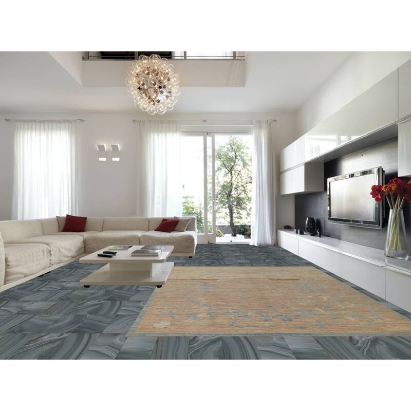 Hand Knotted Oriental 100% Wool Carpet Transitional Abstract Beige & Ivories Oushak Area Rug - 13' 6'' X 9' 7''