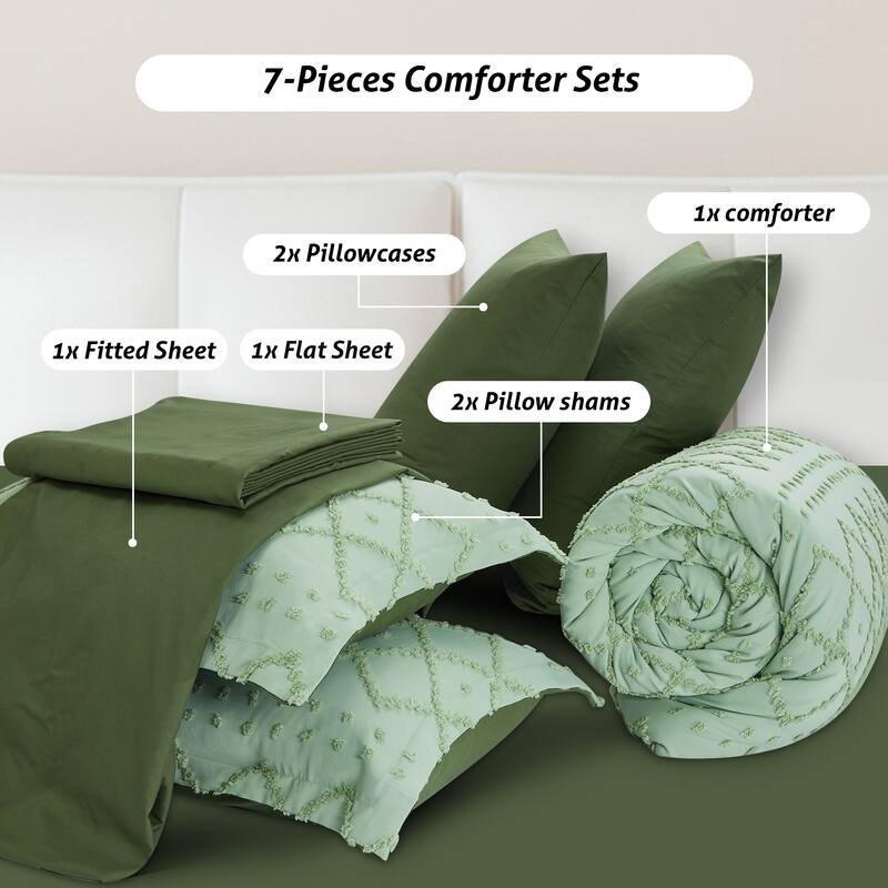 Set of 5/7 Pieces Brushed Comforter Set, Bed-in-a-Bag