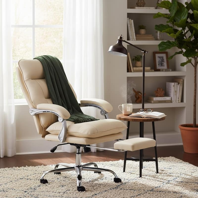 Reclining Executive Office Chair with Footrest