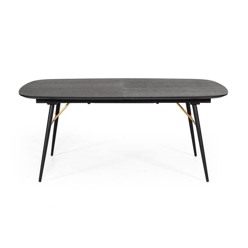 Modrest Billy Modern Black Oak & Gold Extendable Dining Table
