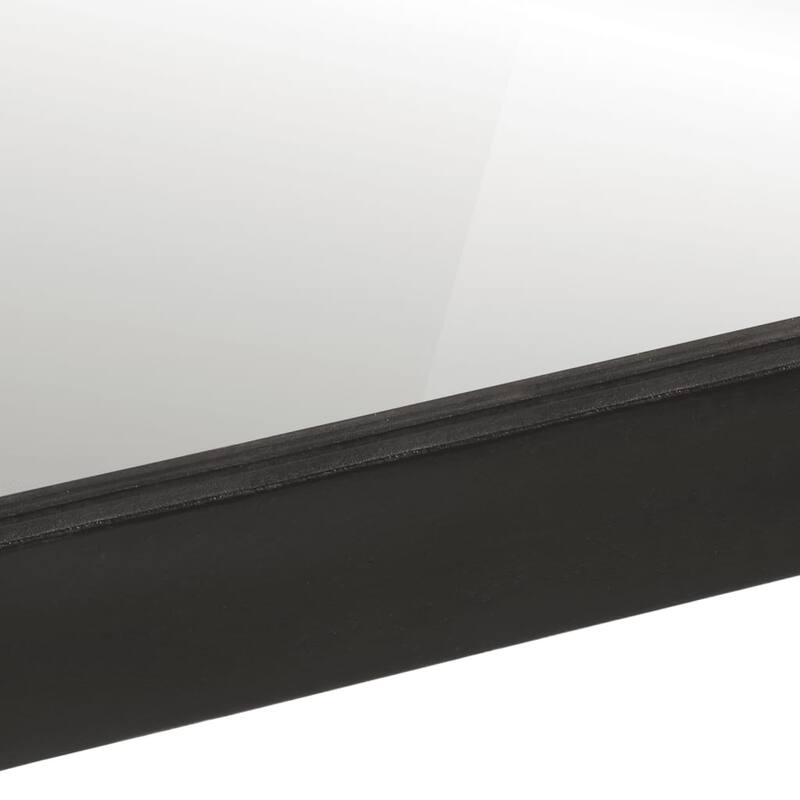 vidaXL Bathroom Mirror Black Glass, Solid Mango Wood Medium Mirror - 0.4 x 21.7 x 23.6 in