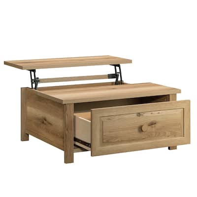 Lift-top Coffee Table, Brown finish,Accommodates TVs up to 60 inches
