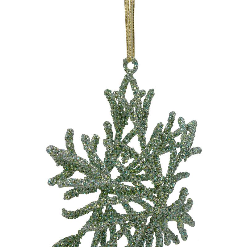 Glitter Snowflake Christmas Ornament - 7.5" - Green