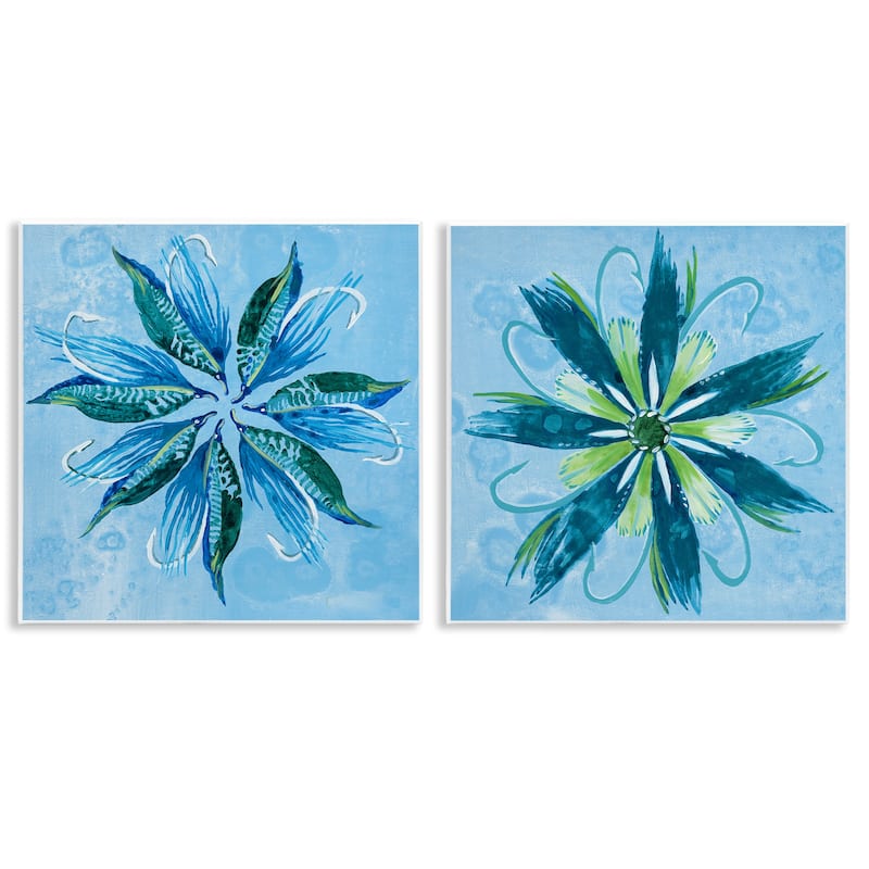 Stupell Whimsical Flower Shapes Wall Plaque Art Design By Liz Jardine (Set of 2) - 12 x 12