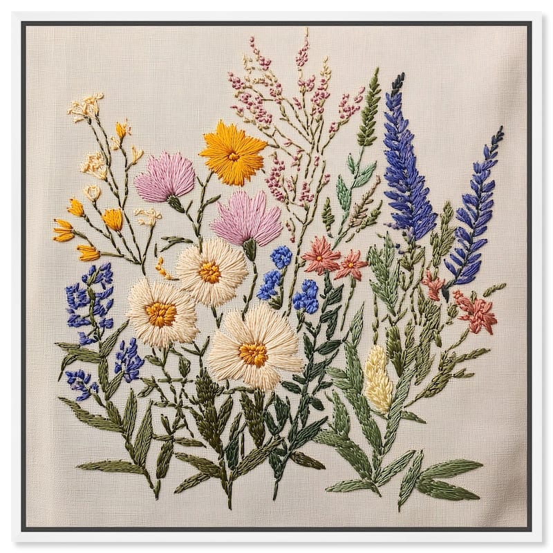 Needlepoint Prairie Posy Canvas by Art Remedy - White - 24" x 24"