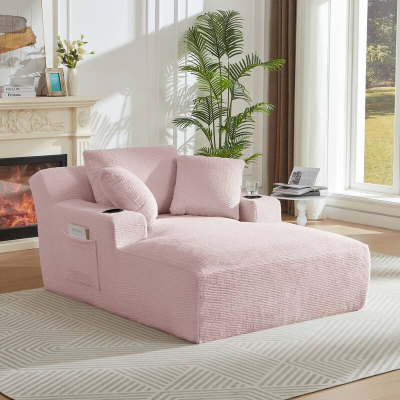 Roomfitters Oversized Chaise Lounge Chair with Plush Upholstery, No Assembly Modern Sleeper Sofa for Living Room or Office