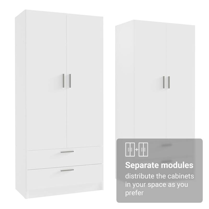 Madesa 4 Doors 4 Drawers Storage Cabinet Wardrobe 63"L