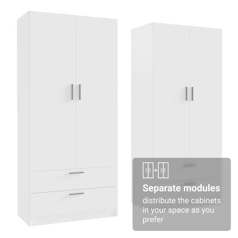 Madesa 4 Doors 4 Drawers Wardrobe With Hanging Space 63"L